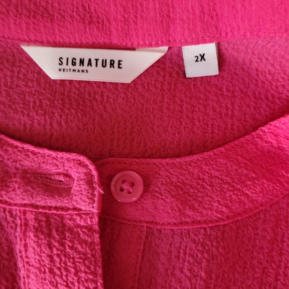 Reitmans Pink Boxy Blouse with Mandarin Collar, Size 2XL - Picture 3 of 4
